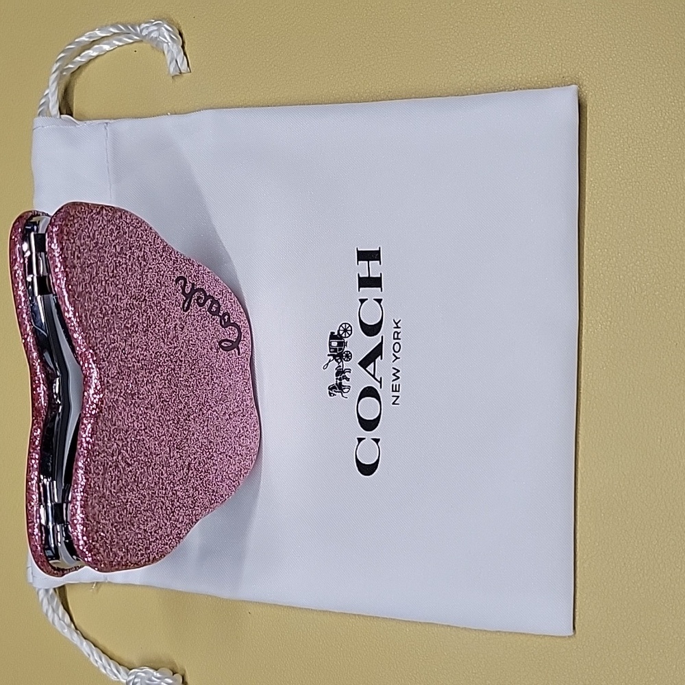 Coach Glitter Butterfly Compact Pink Mirror NWT - Picture 3 of 4